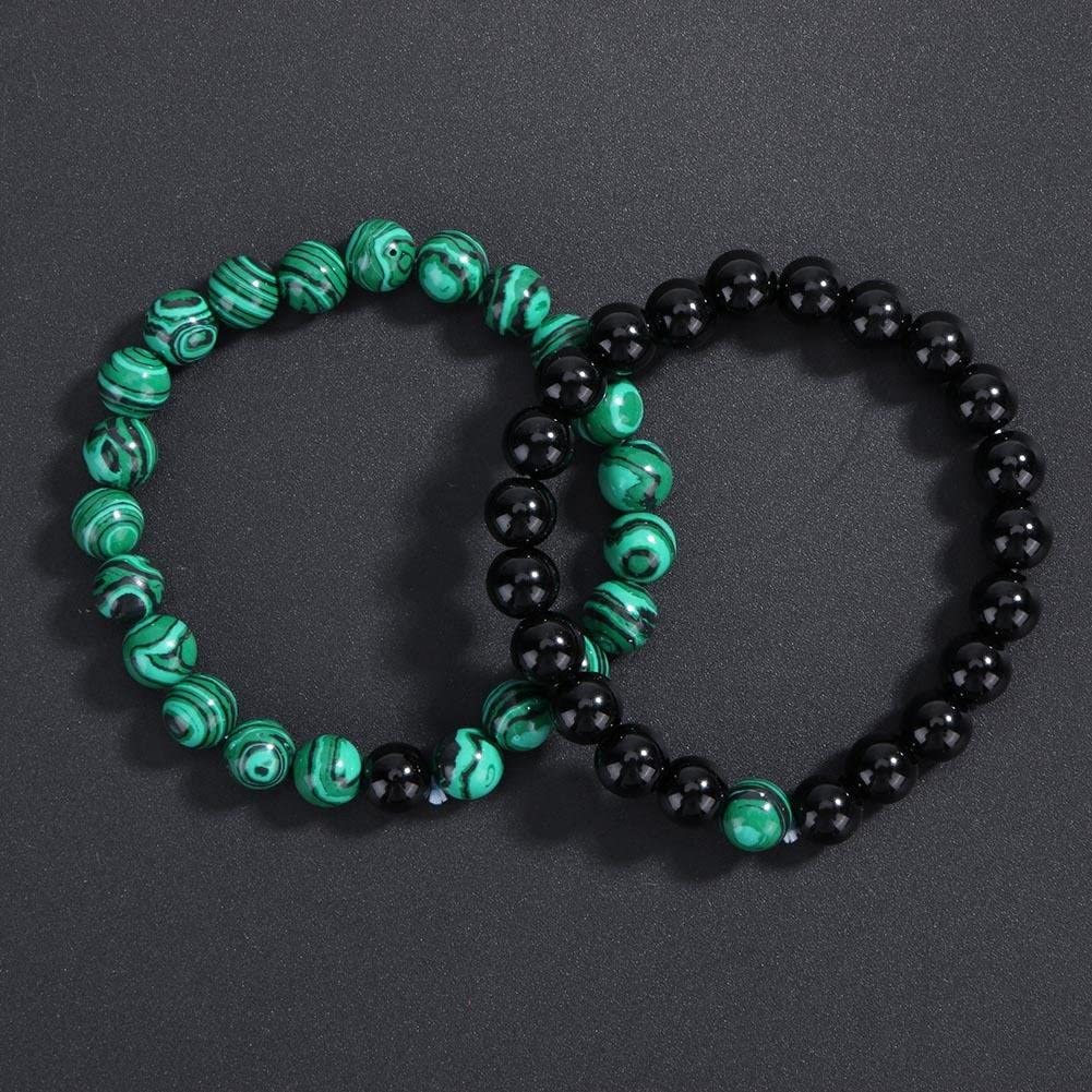 malachite Everpert 2pcs/Set Couple Bracelets  Beaded Lovers Men/Women Jewelry