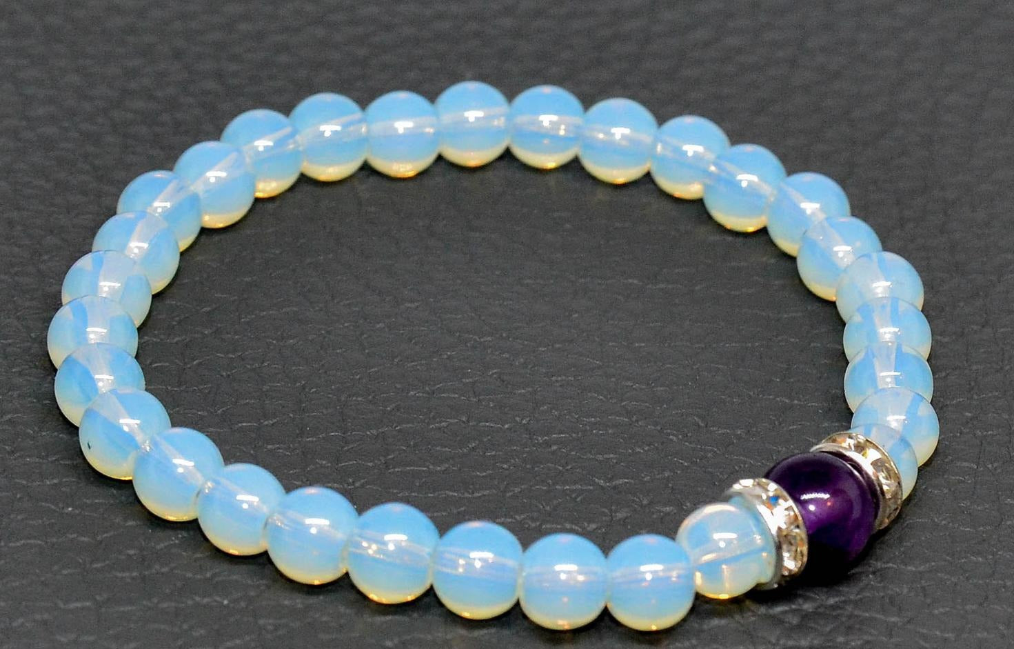 Natural Moonstone Opalite Amethyst Gemstone Bracelet