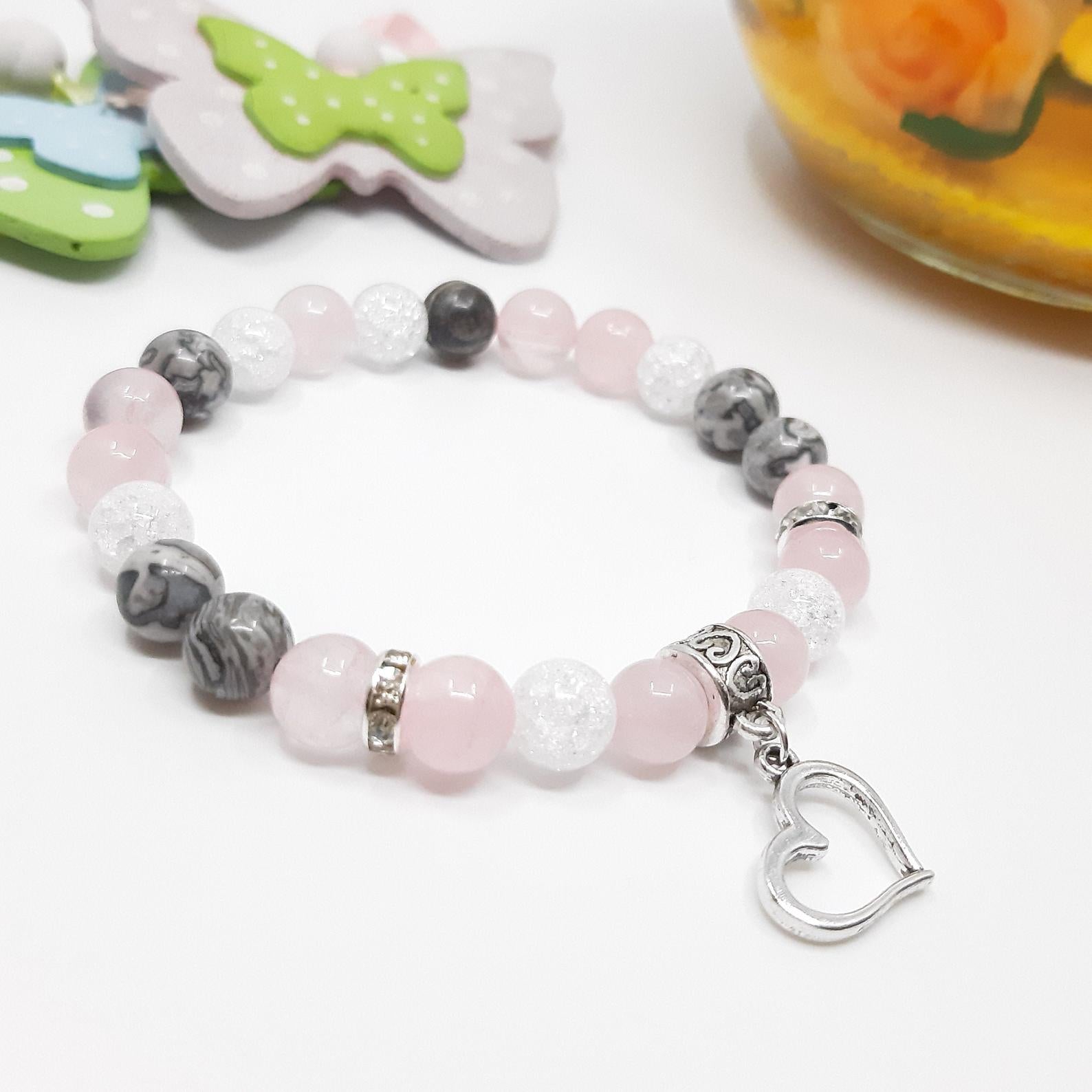 Rose quartz bracelet Jasper gemstone