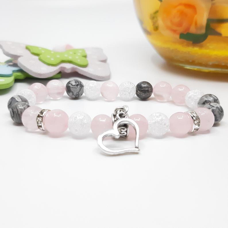 Rose quartz bracelet Jasper gemstone