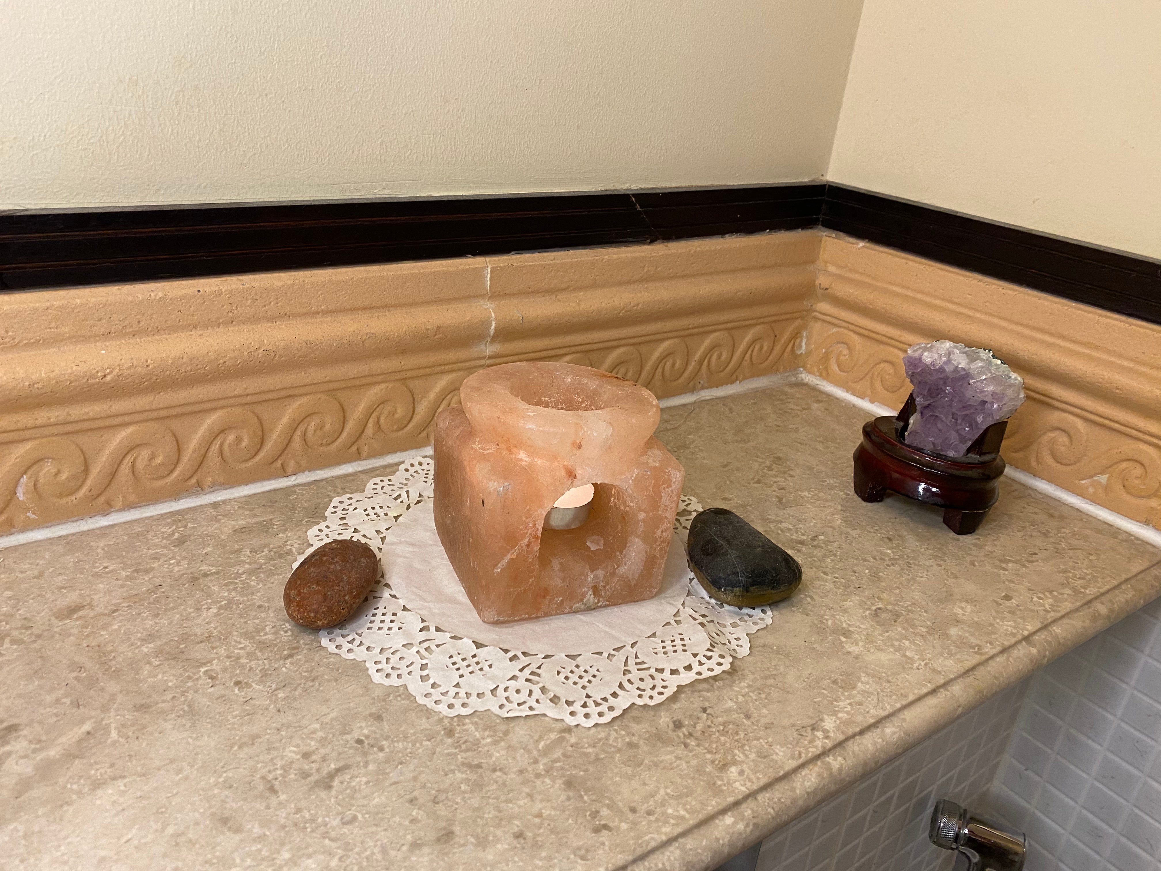 Teapot place shape 100% Himalayan salt stone candle