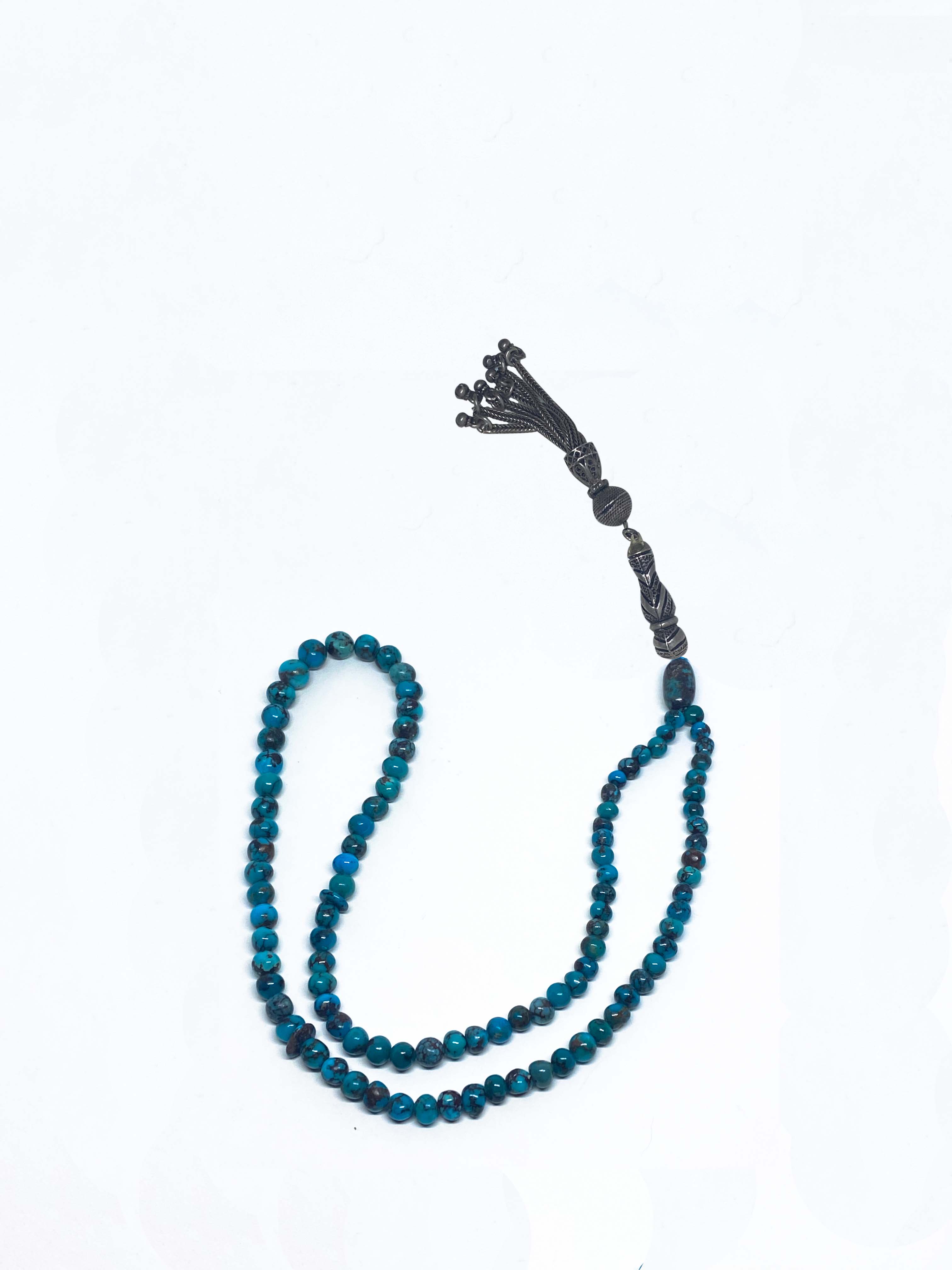 Nishabour Turquoise Misbaha (tasbih) islamic praying beads turquoise gemstone with Silver Original guaranteed