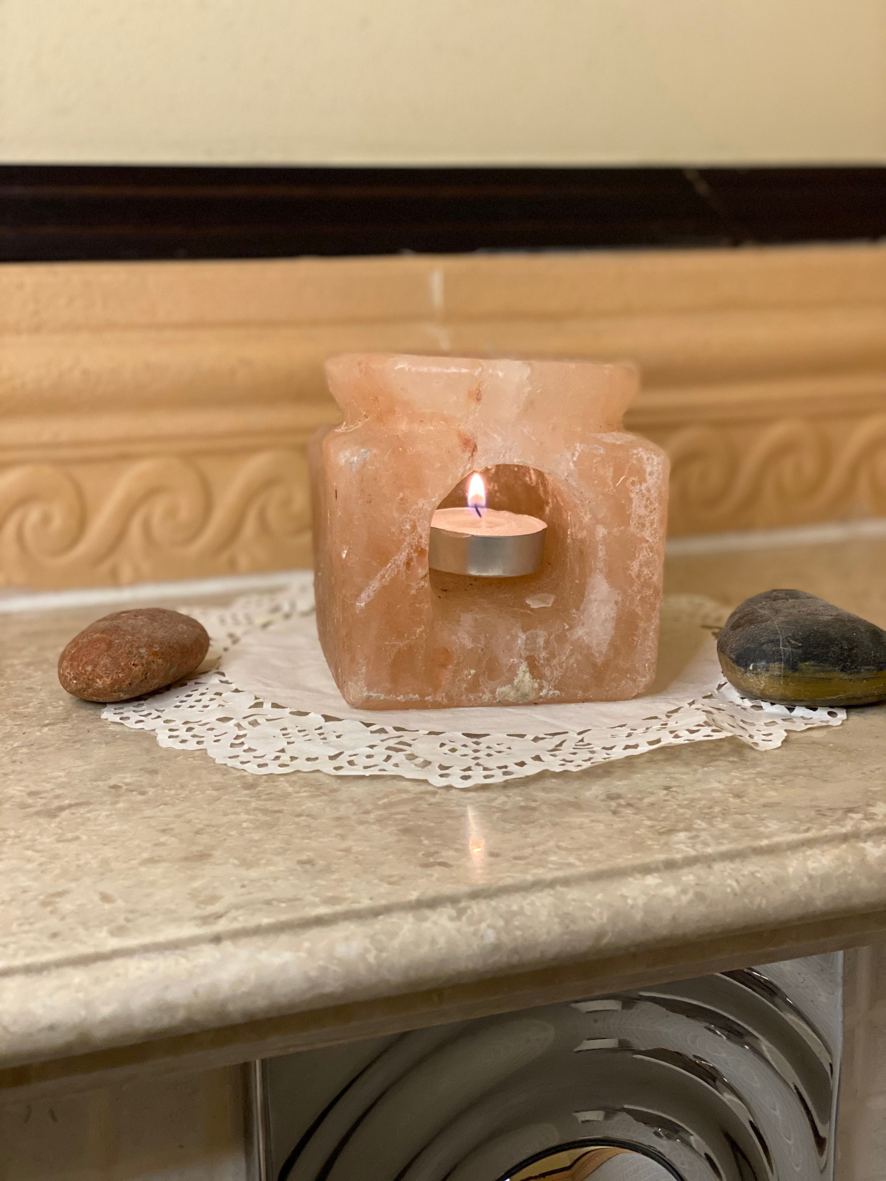 Teapot place shape 100% Himalayan salt stone candle