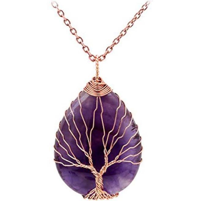 Amethyst tree of life pendant necklace