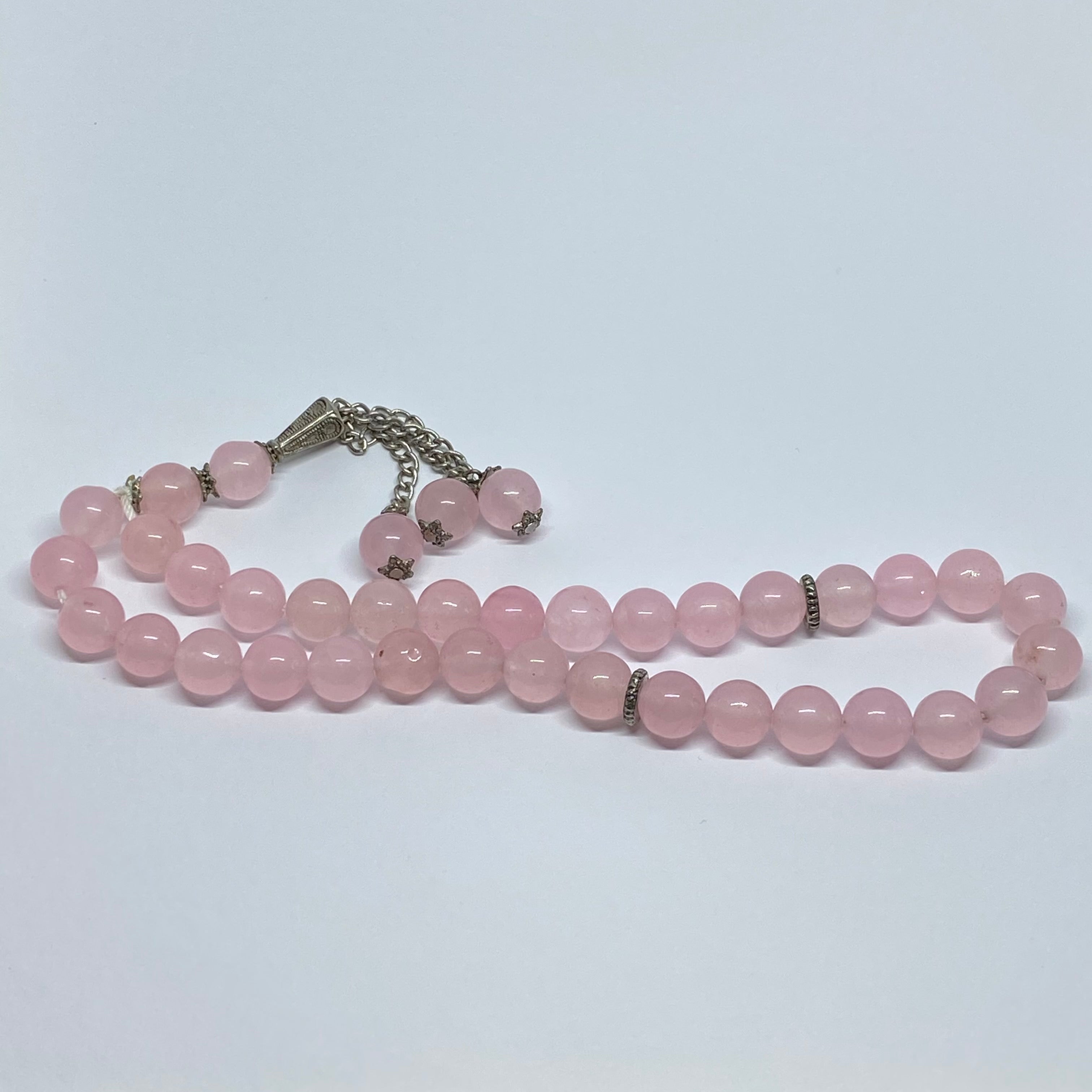 Rose quartz Mesbaha (tasbih). islamic praying beads rose quartz gemstone