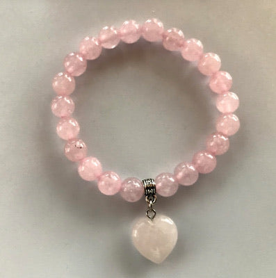 Heart design rose Quartz stone bracelet