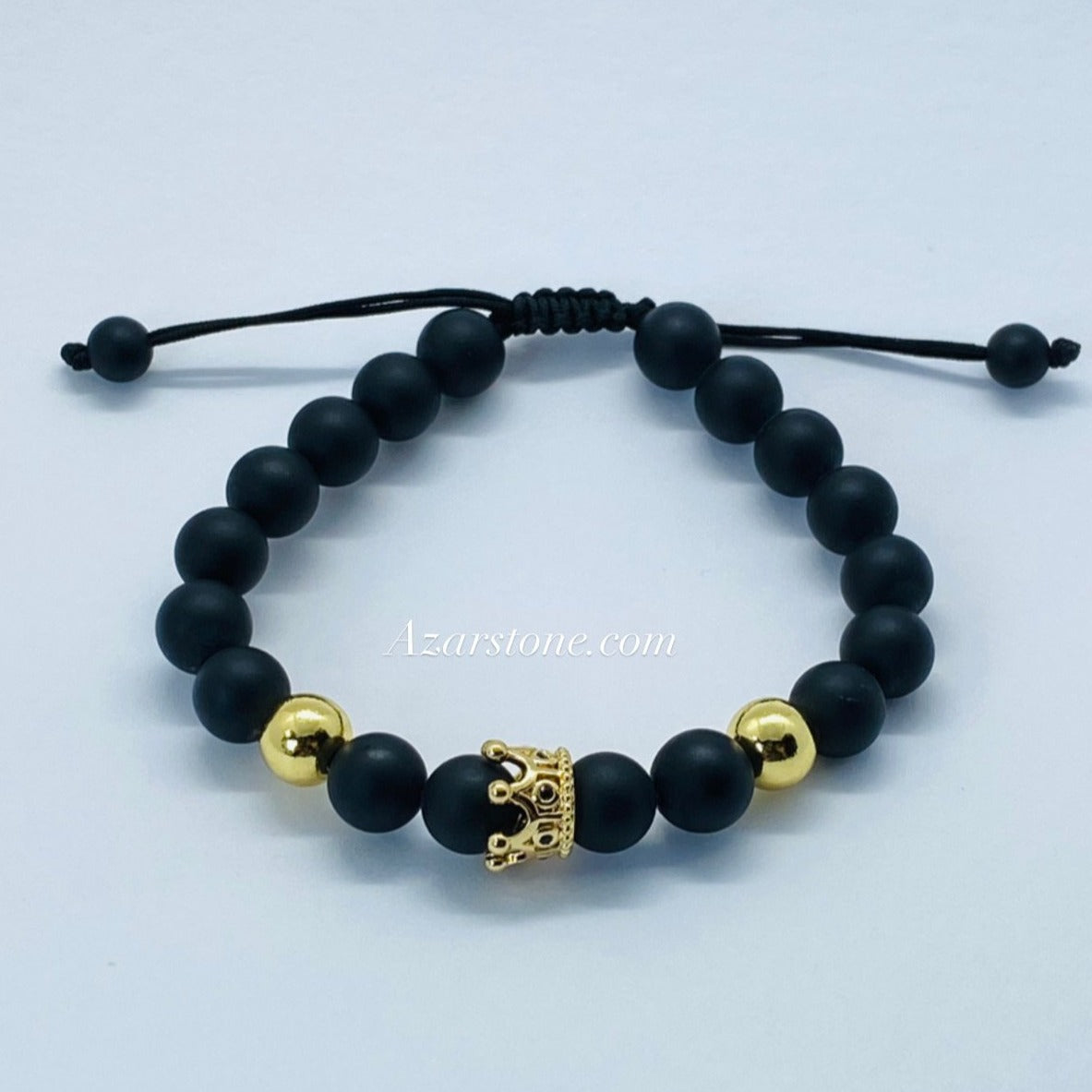 OFFER !!! Natural stone onyx stone bracelet with golden beads crown