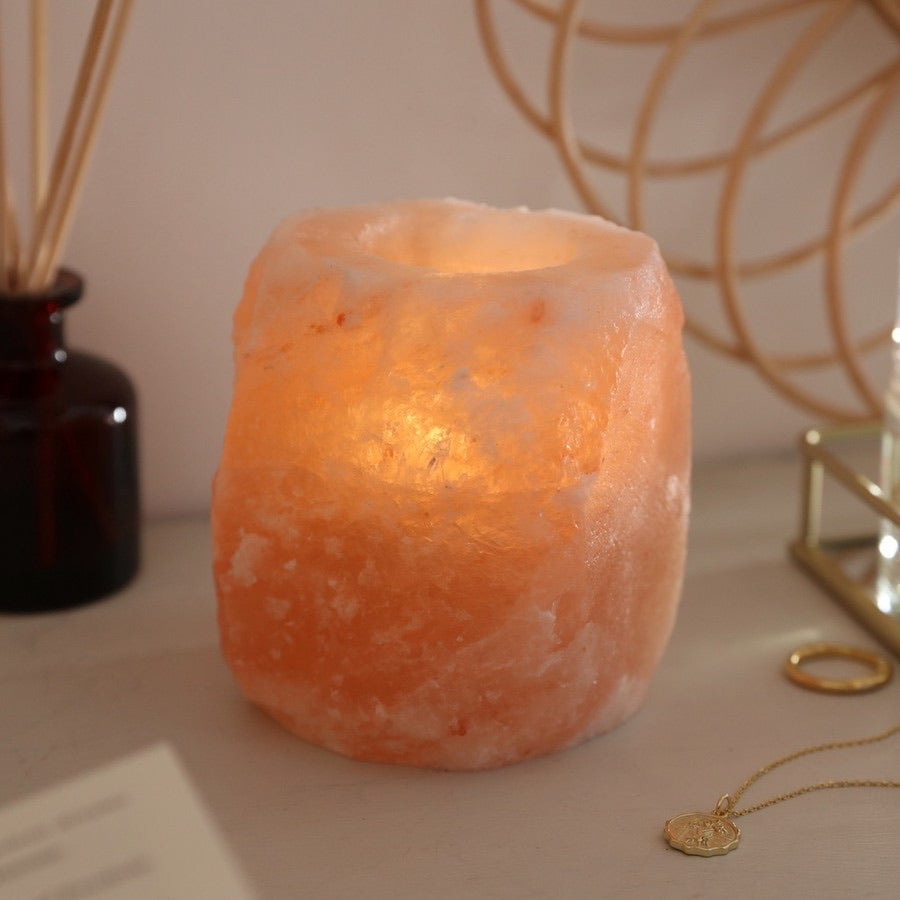 100% Himalayan Salt Natural Crystal Rock Tea Light Candle Holder