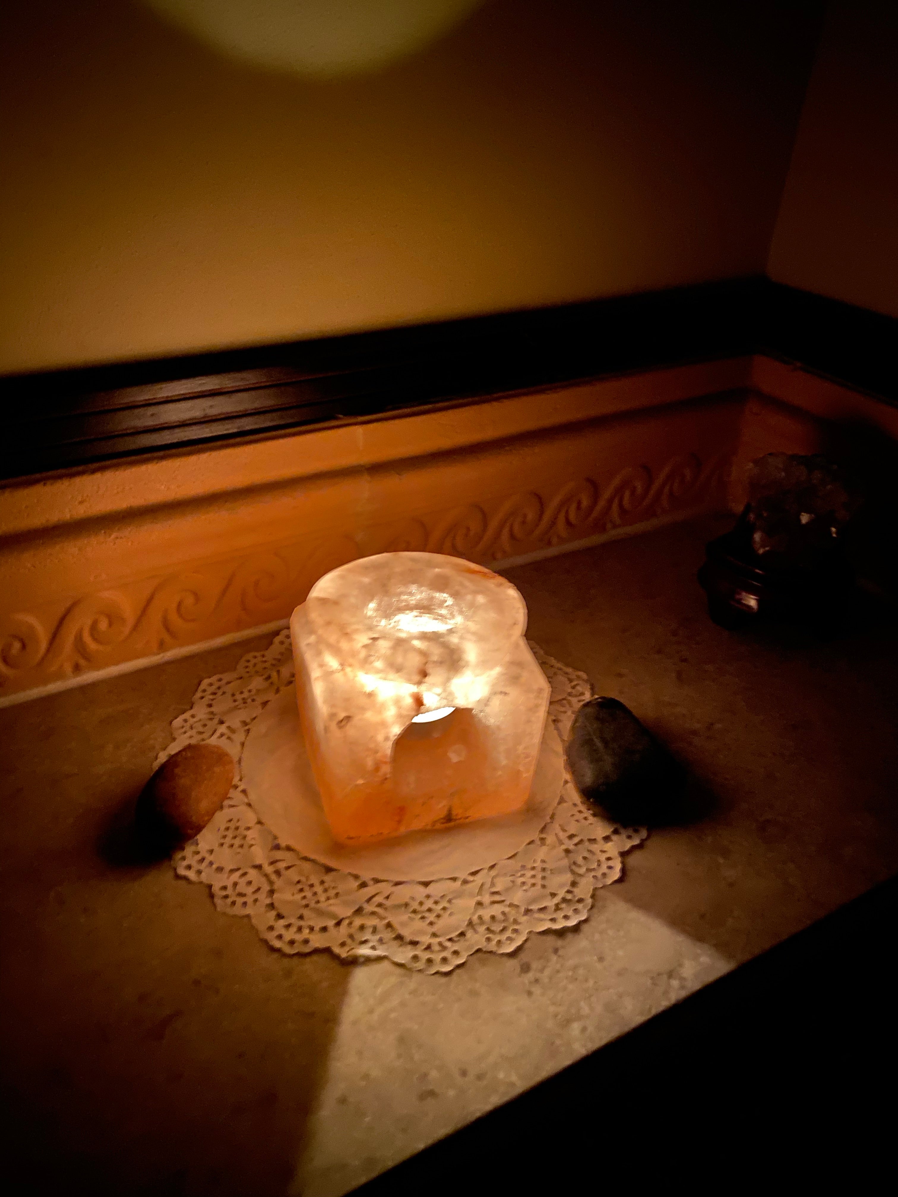 Teapot place shape 100% Himalayan salt stone candle