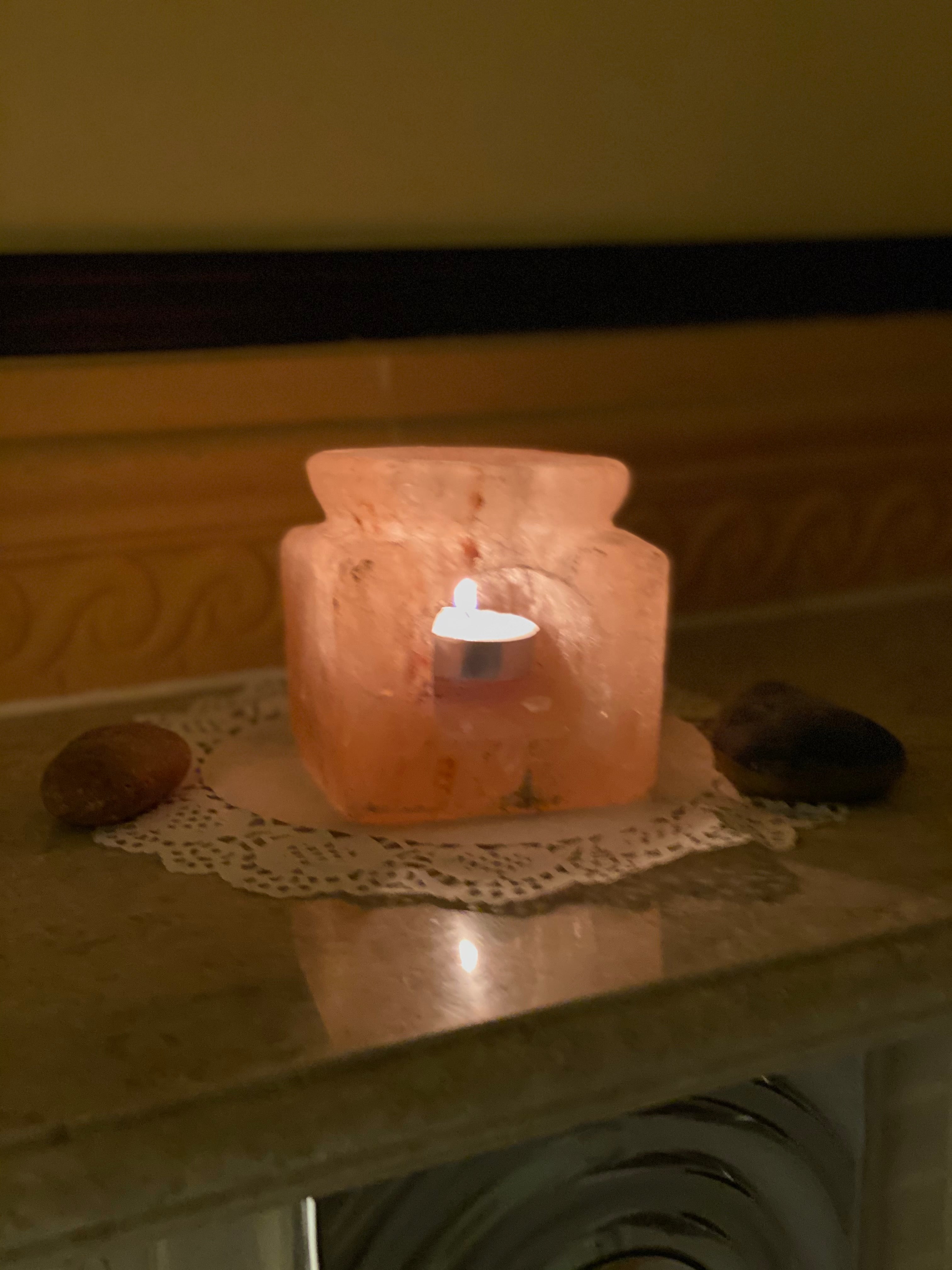 Teapot place shape 100% Himalayan salt stone candle