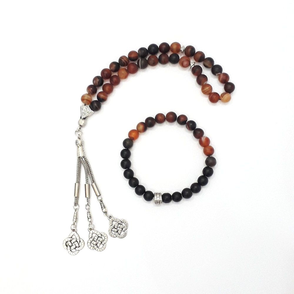 Tiger eye pack Mesbaha (tasbih) islamic praying beads and bracelet gemstone