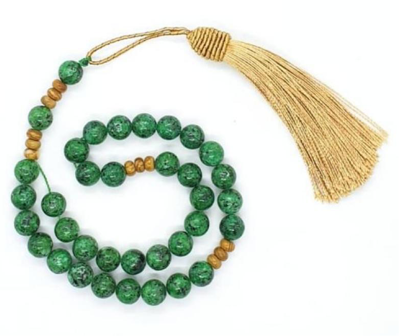 Mesbaha (tasbih) islamic praying beads green jade gemstone